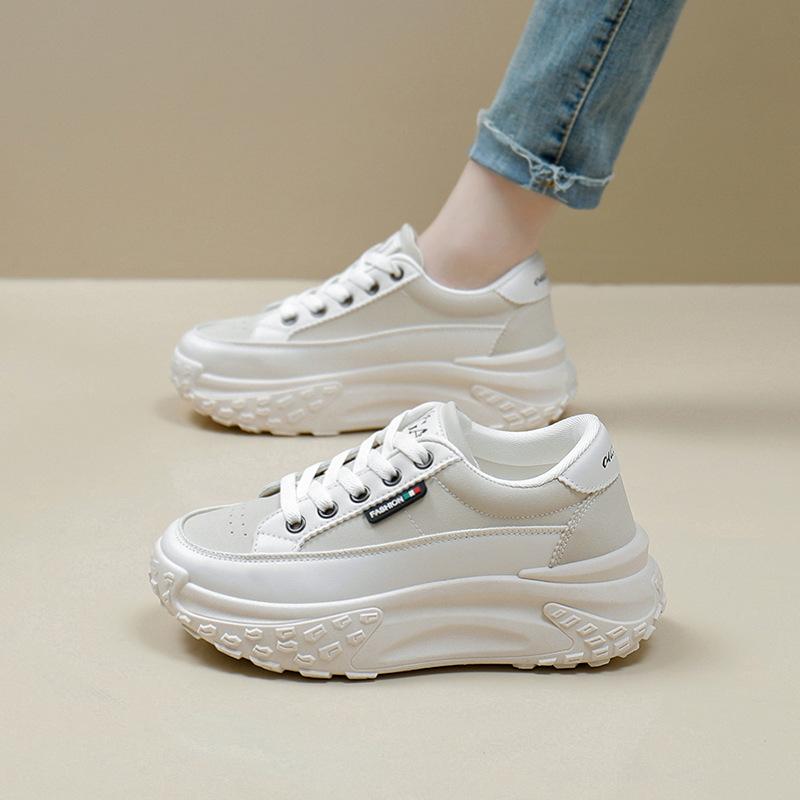 Bílé boty pro ženy Jaro Nový student Korejský styl Ins Trendy Všechno se hodí Silná podrážka Plátěné boty Sportovní ležérní boty Q057