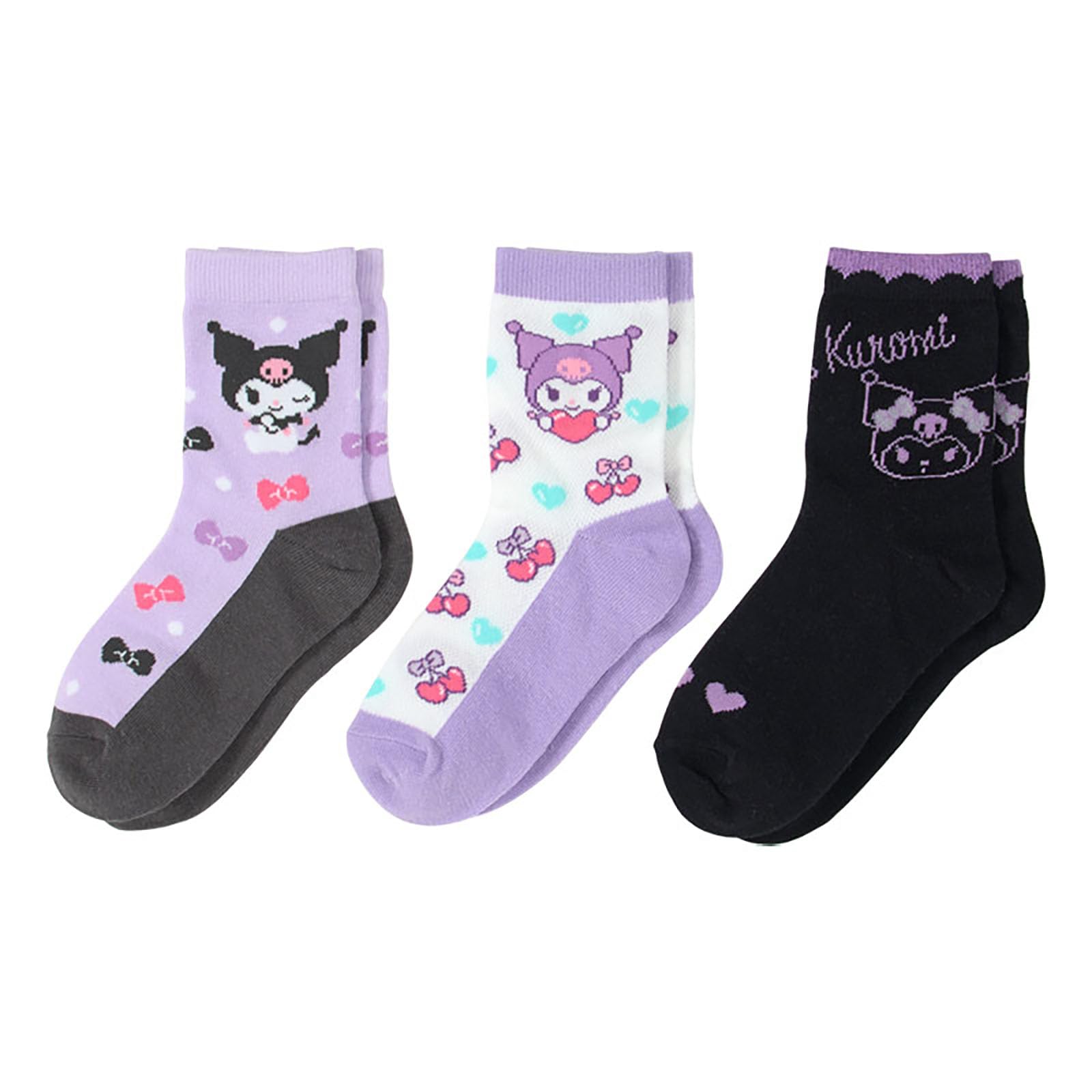 Sanrio Kids Socks 689271 3-Pair Set, Kuromi, 19-21cm,