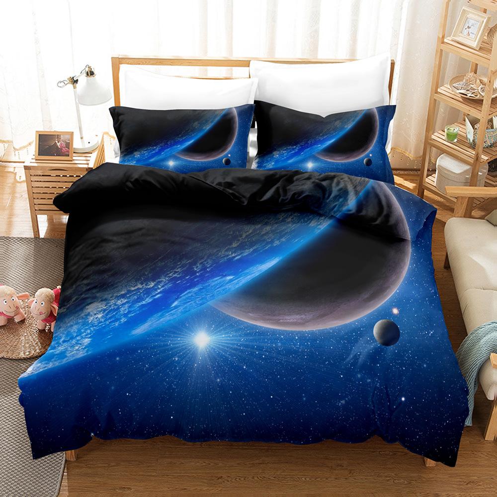 3D Digital, Planet, Space, Earth, Bedding Four-Piece Three-Piece Set Of Sheets