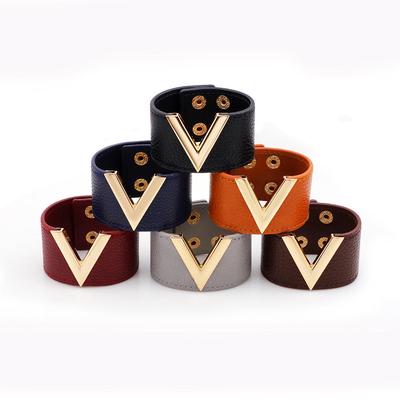 Fashion European And American PU Leather Bracelet Trend Ladies Baita V-Bracelet Jewelry Female Jewelry MIT