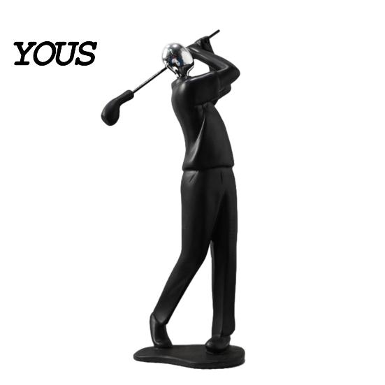 High-end Textured Decor Minimalist Black Resin Figurines, Modern Abstract Musician & Golfer Statues, Luxury Home Light Accents for Living Room