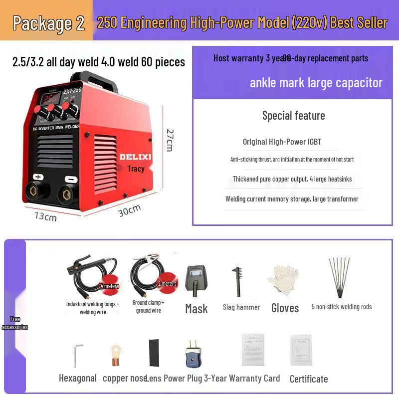 Delixi Dual Voltage Electric Welder 250/315/400A, Industrial Grade, 220V/380V, All-Copper, Automatic.