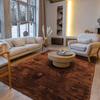 Tapis salon à poils longs extra-doux marron clair 120x160