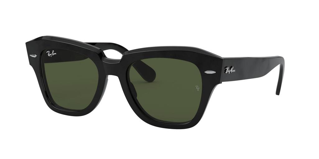 Sunglasses 0RB2186 STATE STREET GREEN LENS 52 Ray-Ban BLACK/G-15