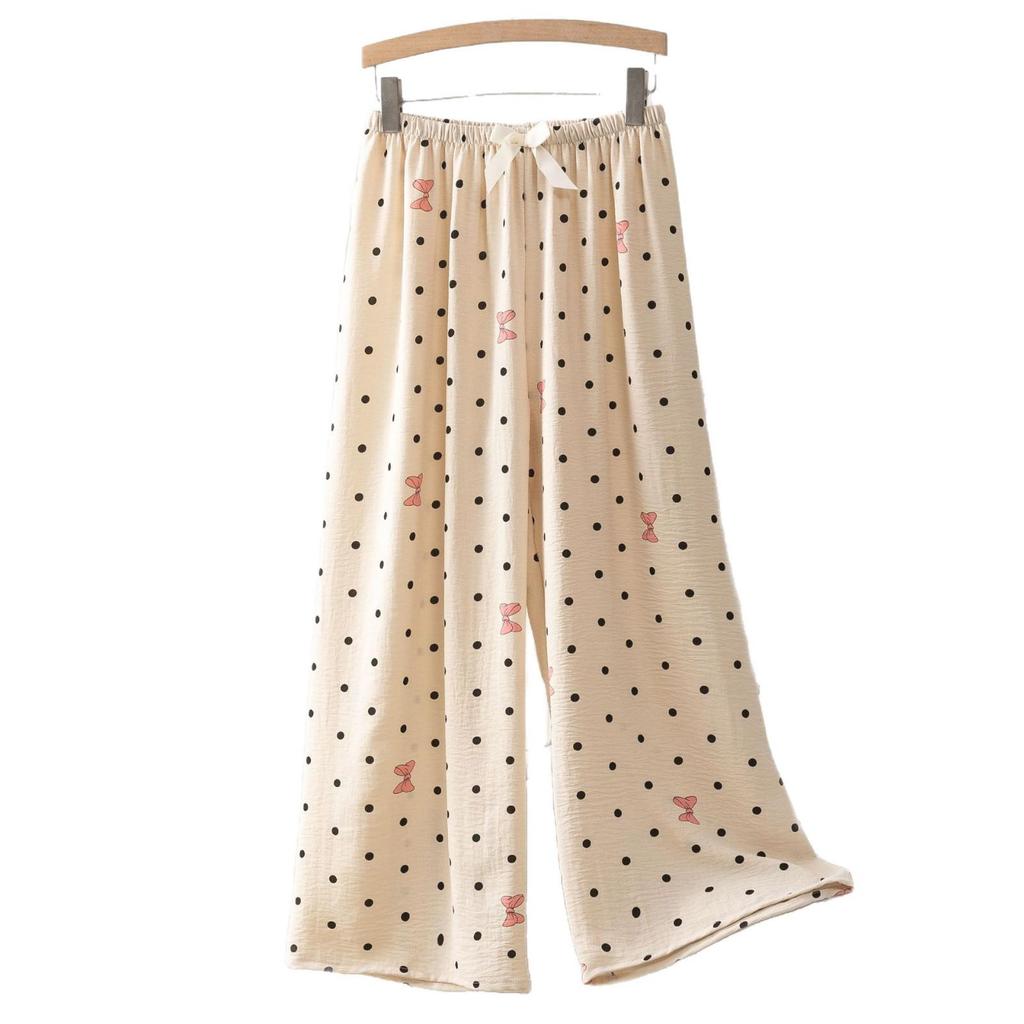 Ice Silk Linen High Waist Cartoon Print Pajama Pants for Women, Casual, Summer Style, Plus Size, Suitable for Indoor and Outdoor Wear