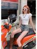 Women's High Waist Elastic Denim Shorts - Irregular Slanted Hem, Petite Fit, Casual Versatile Summer Hot Pants