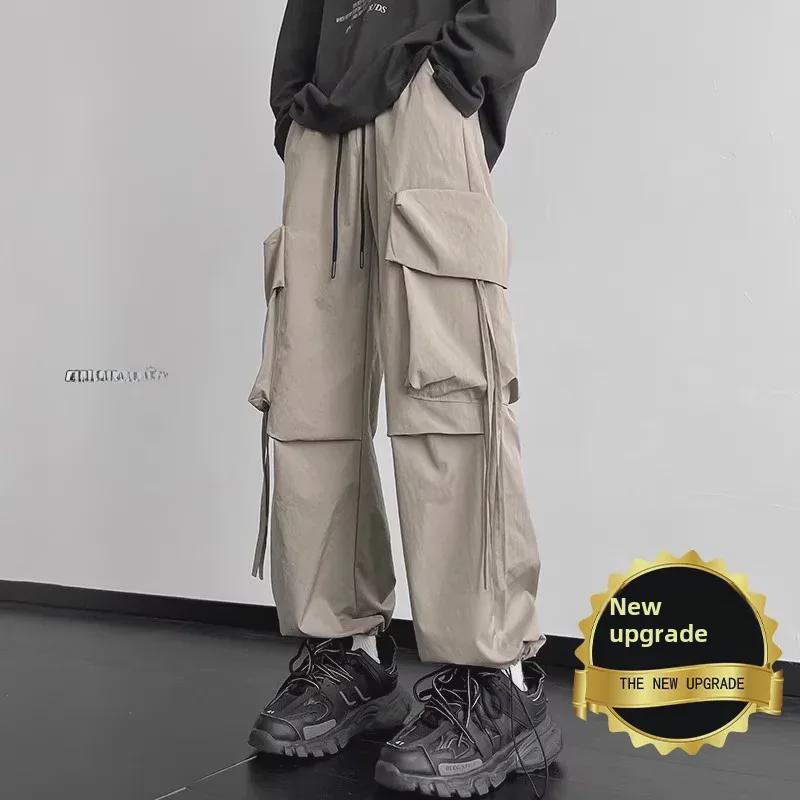 2024 Men s Casual Summer Wide-Leg Overalls - Trendy American-Style Cuffed Pants 2XL
