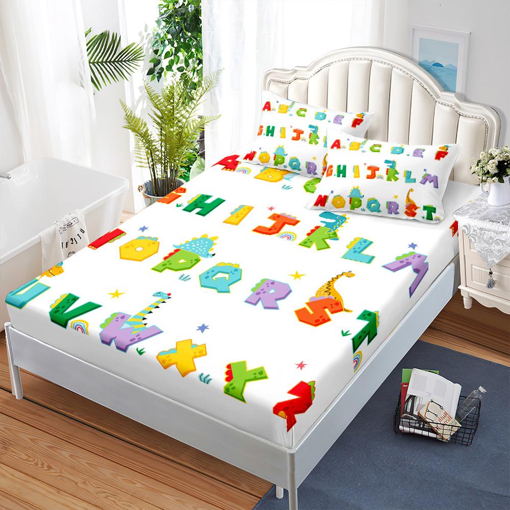 Three-Piece Mattress, Mattress Cover, Cartoon Dinosaur Dust Mattress, Protective Cover, Bed Cover.