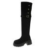 Fashion 2025 Autumn Fashion Suede Wear Thick-heels Women's The Knee Boot Retro Anti Slip Outdoor Knight Ladies Boots