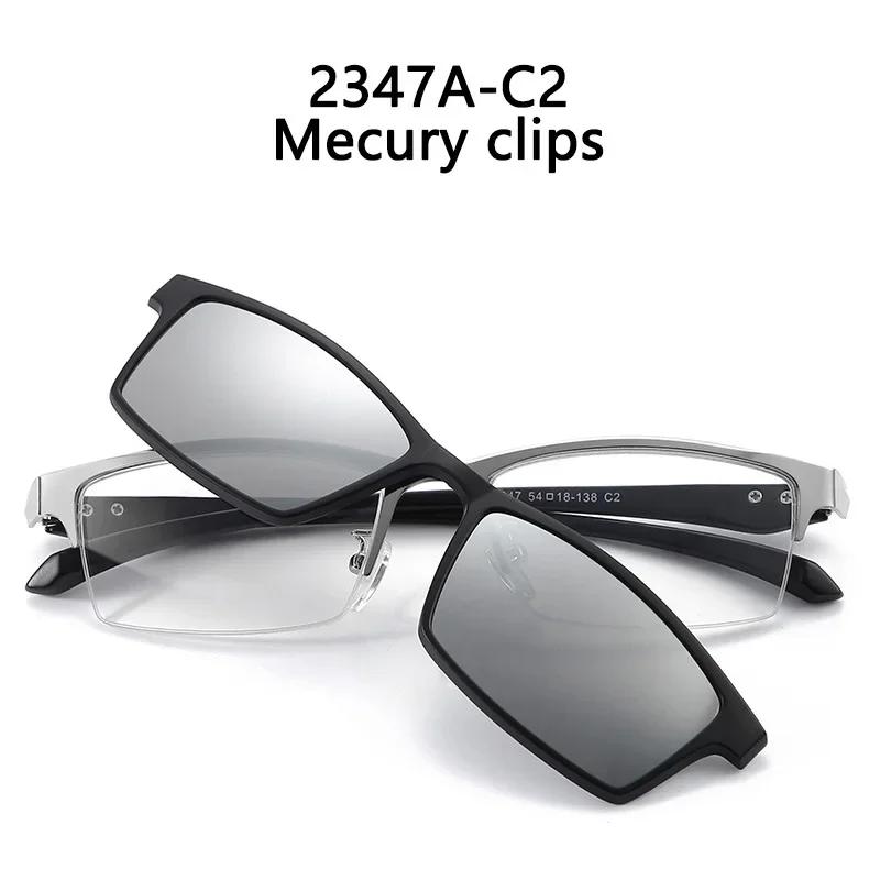 Rectangle Small Magnet Sunglasses Men Polarized Clip On Glasses For Men Half Metal Frame Male 0 Diopter Optic Myopia Eyewear