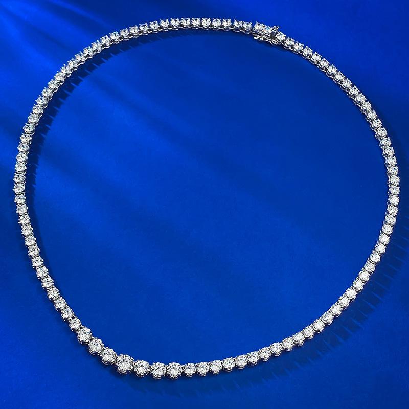 Xiancan S925 Silver European & American Fashion Choker with Water Drop and Round Pave Diamonds