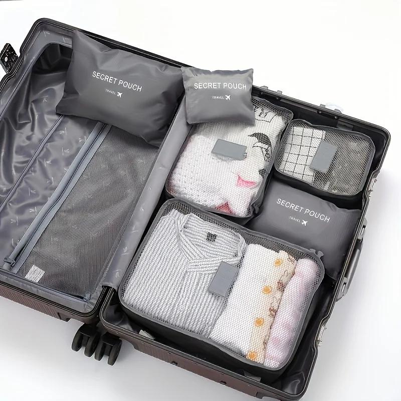 6PCS Travel Organizer Bags – Waterproof Luggage Packing Cubes & Storage Pouches for Clothes, Unisex Travel Storage Bag
