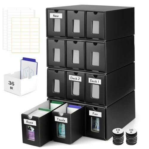 Yotakala Large Capacity Trading Card Storage Box, Holds Over 9,200 Cards, Paper Drawer Card Case with 36 Card Dividers - Compatible with Pokemon, Yu-G