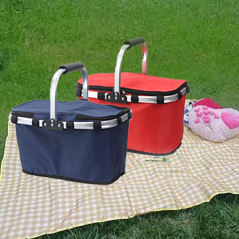 Large Insulated Picnic Basket with Foldable, Portable Design for Outdoor Use and Camping