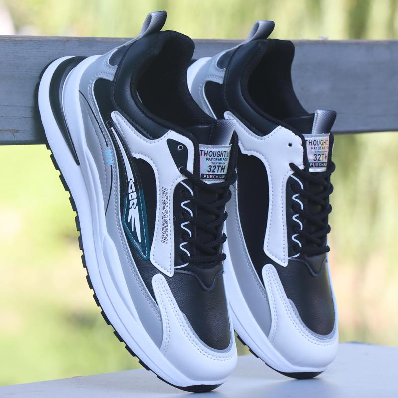 New Waterproof Leather Sneakers Trendy Shoes Lightweight Casual Shoes Soft Sole Non-slip Running Shoes