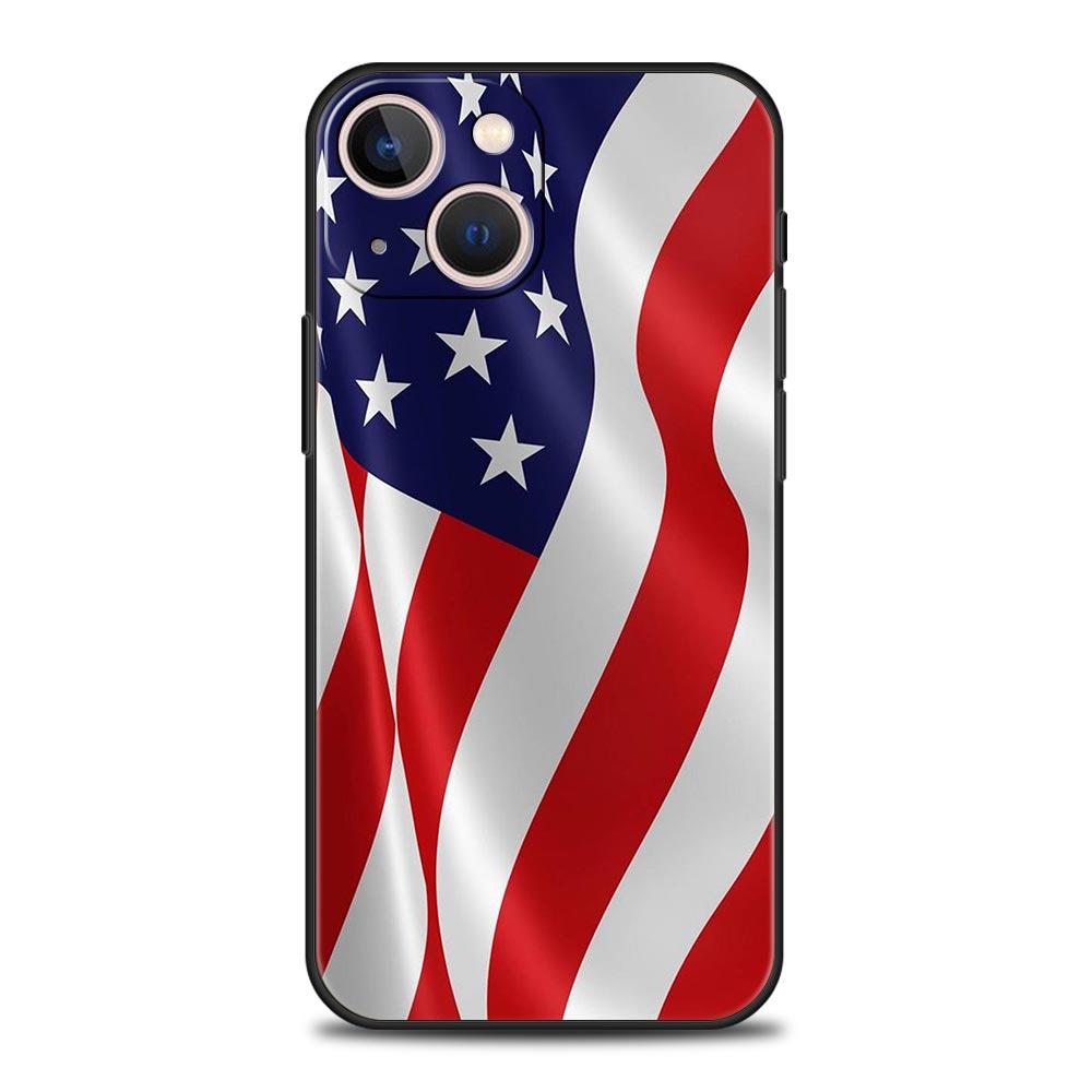 American United States Flag Phone Case For iPhone 17 16 15 Pro Max 11 12 13 14 7 8 Plus SE 2020 X XR XS Cover Soft Black