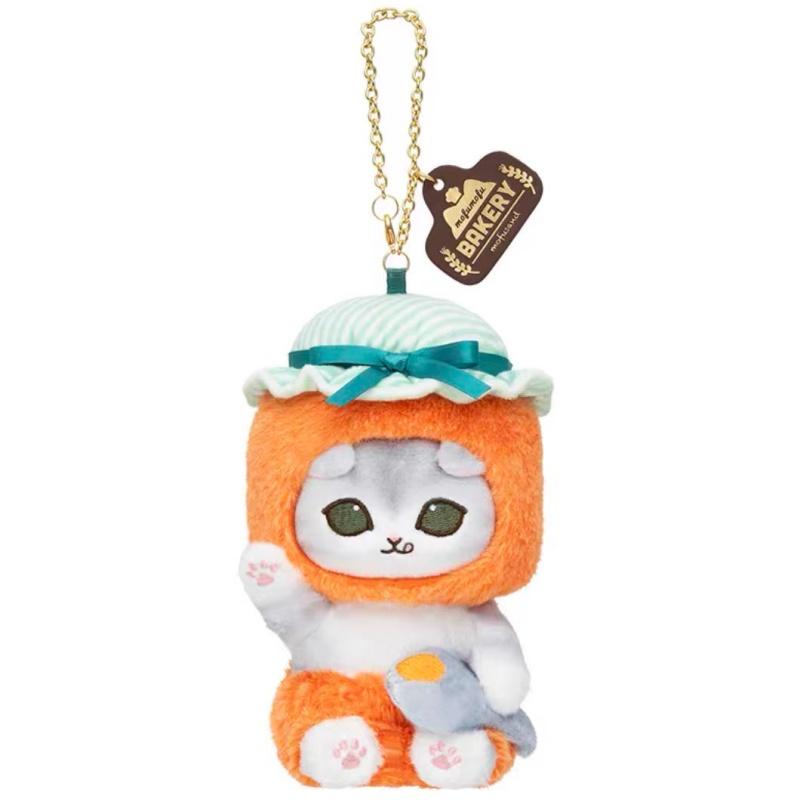 Nieuwe Mofusand Mofumofu Bakkerij Serie Pluche Hanger Schattige Haai Kat Toast Jam Brood Knuffel Sleutelhanger Cartoon Dier Pop Ornament white