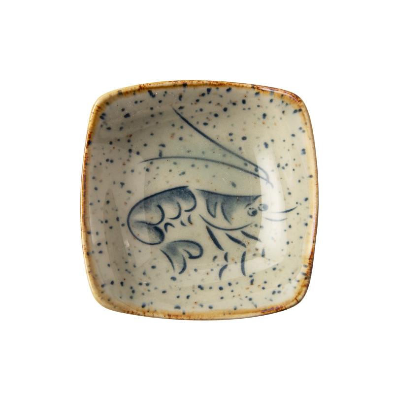 

Vintage Cartoon Ceramic Small Dishes Japanese Tableware Soy Sauce Dish Condiment Plate Home Use Underglaze Color