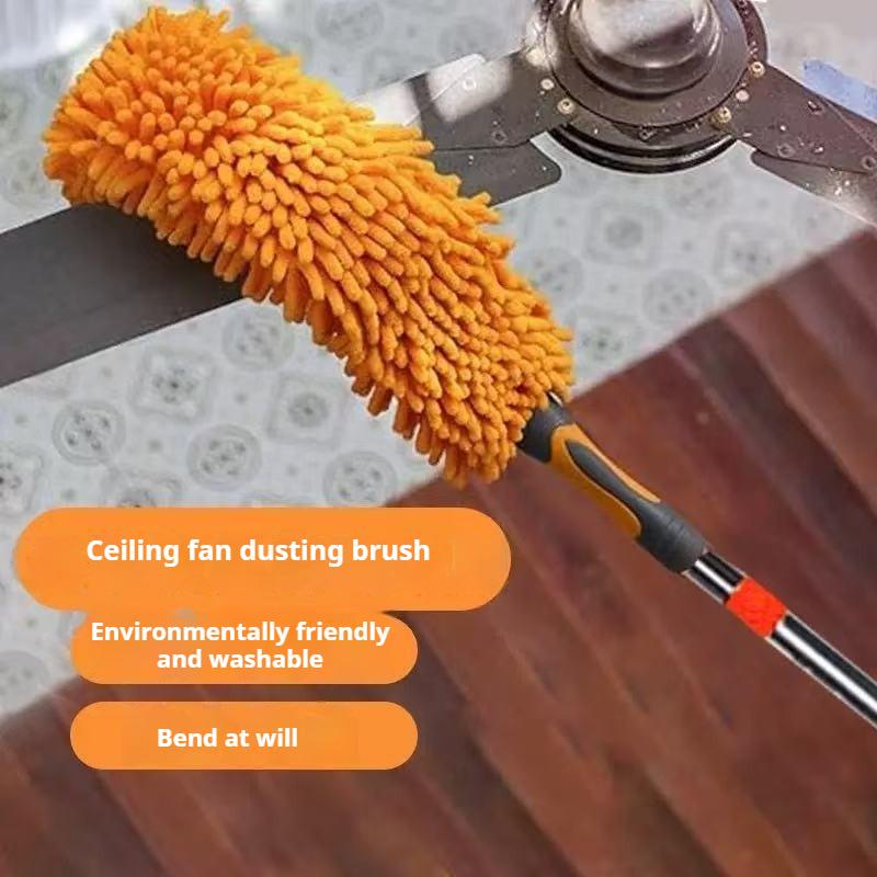 Telescopic Window Cleaning Squeegee & Duster Brush - Double-Sided High Rise Glass Wiper & Cobweb Cleaner Tool