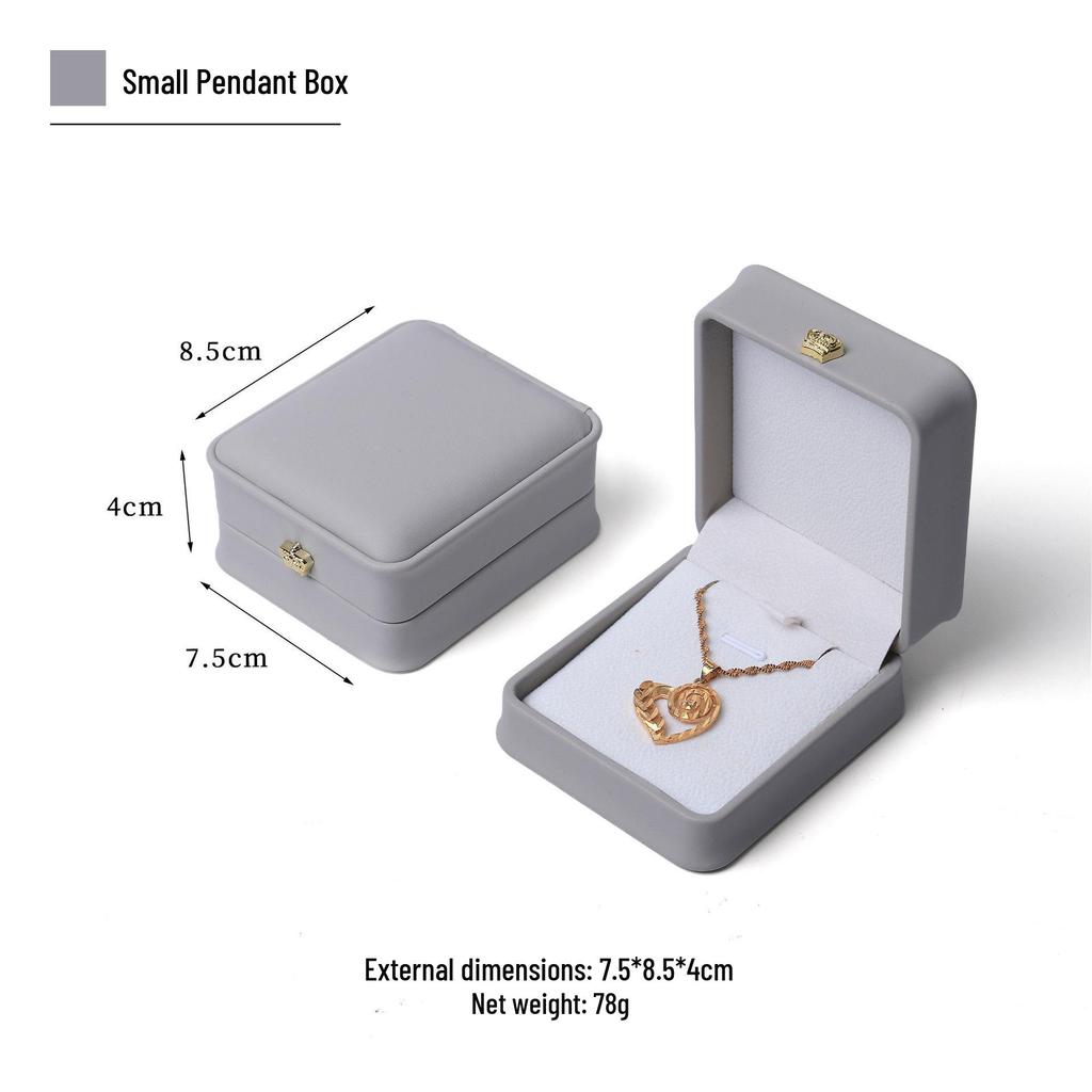 Elegant Crown Waist-Cinching Silver Pendant Box with Diamond Accents - Luxury Necklace Jewelry Packaging Box