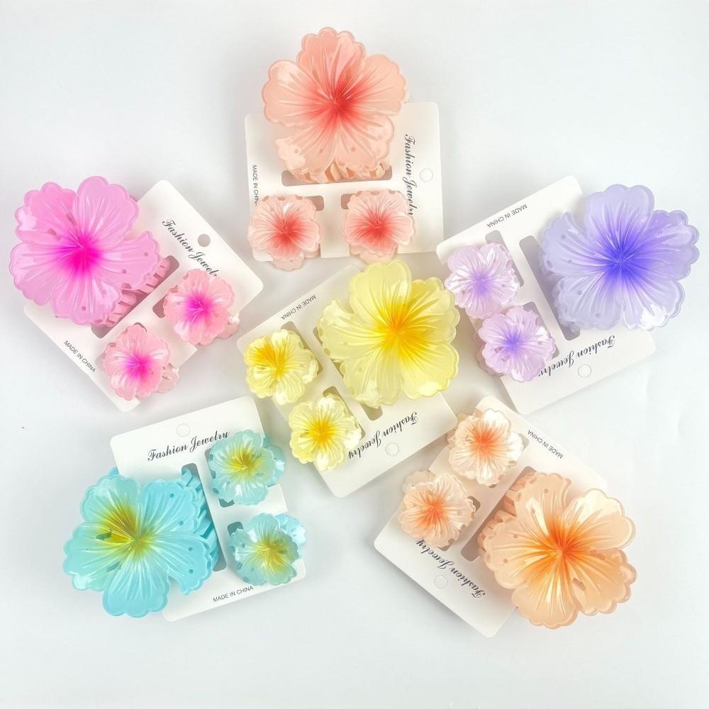 3Pcs/Set Gradient Hawaiian Flower Hair Clip Hibiscus Hair Clips New Hairpin  Summer Hair Accessories
