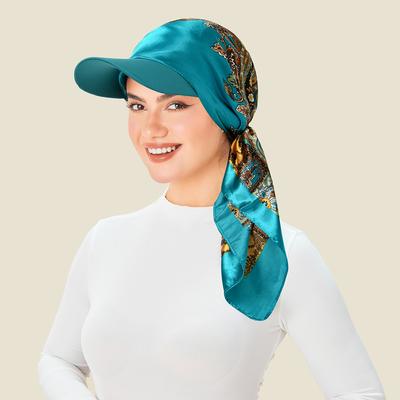 Women Floral Print Baseball Hat Square Scarf Multifunctional Cap for Daily Wear