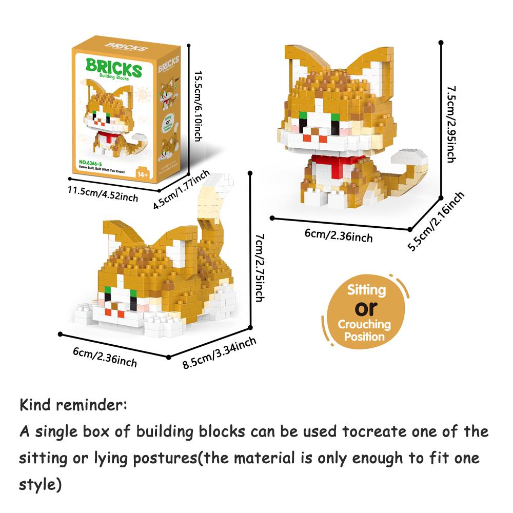 Micro Mini Super Niedlich Micro Katze Baustein Tiny Pet Serie Puppenfigur Das Perfekte Miniaturgeschenk für Katzenliebhaber und Mädchen