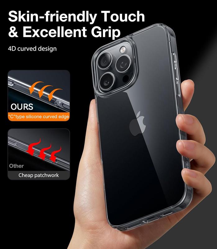 Transparent Black Silicone Case for iPhone 16E 16 15 14 Plus 13 12 Pro Max Ultra Thin Military Grade Soft TPU Back Cover Fundas