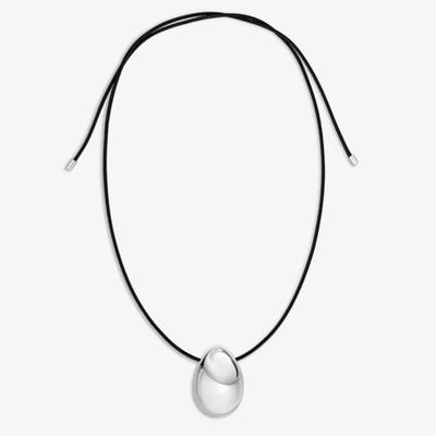 LE MOWE VEGAN LEATHER DEW NECKLACE M / SILVER