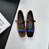 Fashion IPPEUM Mary Jane Kawaii Flat Shoes Women Round Toe Buckle 2025 New Velvet Ballet Flats