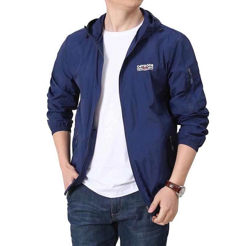Sommer-Sonnenschutzkleidung, Dünne atmungsaktive Jacke für Herren, Schnell trocknende Outdoor-Fischerbekleidung, UV-beständige Windjacke mit Kapuze