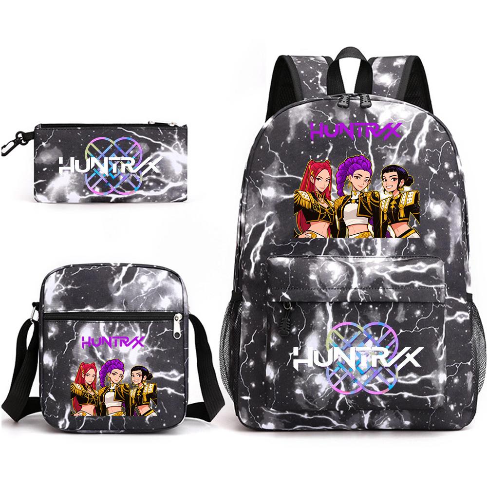 3Pcs/set Anime Printed Backpack with Shoulder Bag Pencil Case for Teenager Student Boy Girl SchoolBag Large Capacity Waterproof Bookbag Kid Gift