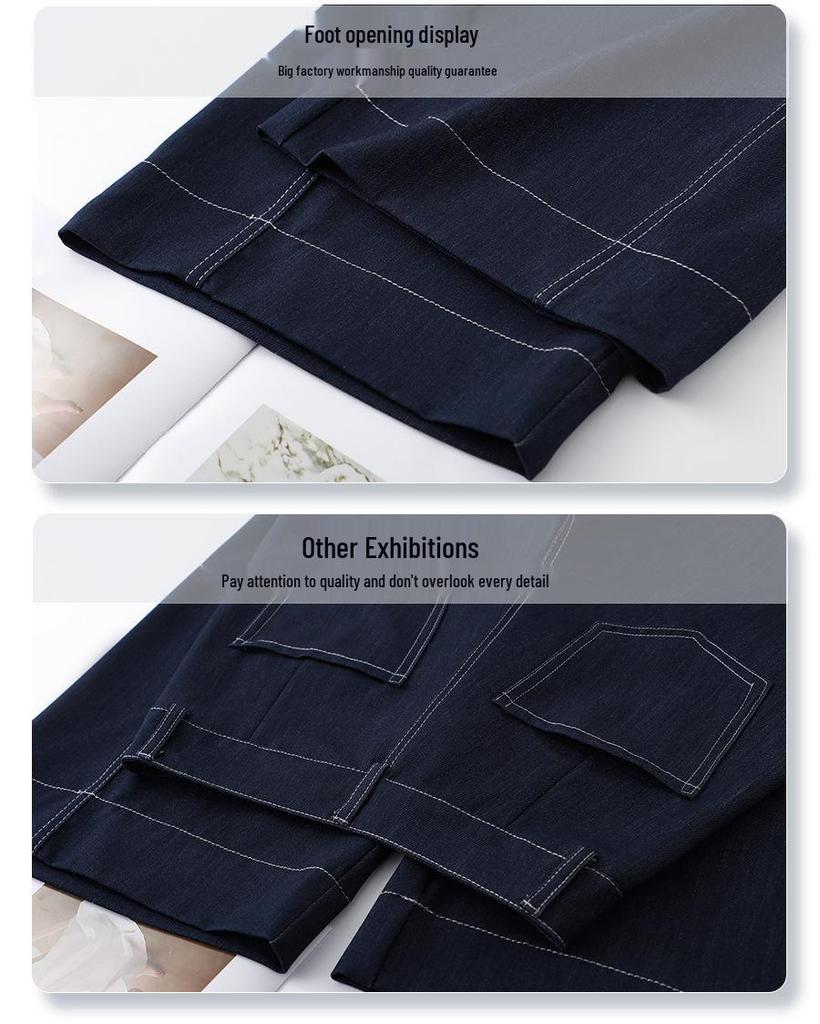Damen Retro Dunkelblaue Cropped Weitbeinige Jeans - Frühjahr/Sommer Kollektion 2026