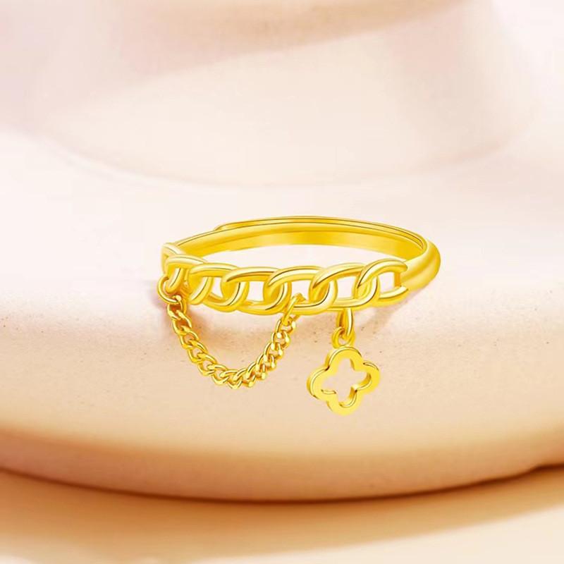 Four Leaf Chic Clover Ring For Women Adjustable Copper Plated Accessory Fashion