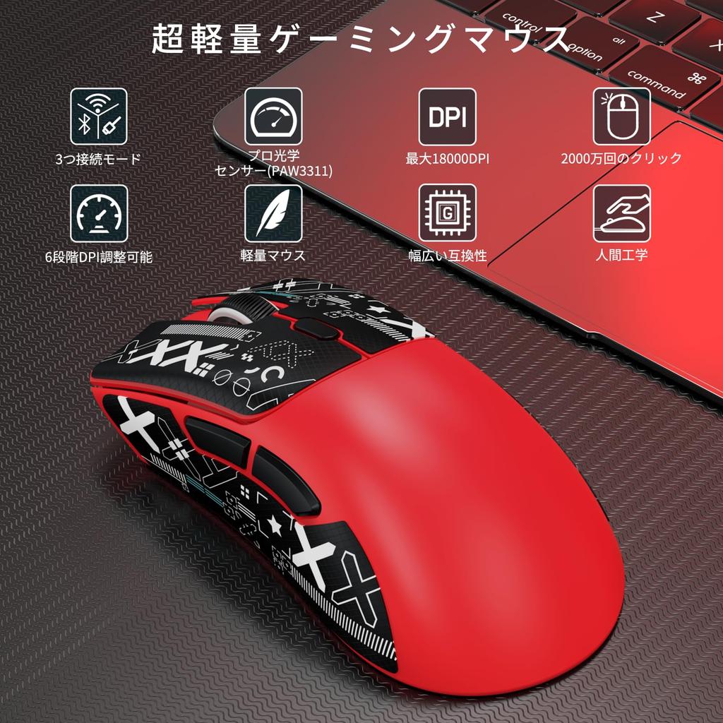 MAMBASNAKE X ATTACK SHARK R1 Gaming Wireless PAW3311 High High Low 18000 DPI TTC Gaming 200 Hours of Continuous Ergonomic Compatible Japanese Mouse,
