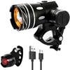 T6 LED Bike Headlight Adjustable Zoom Bicycle Front Light USB Rechargeable Waterproof Cycling Flashlight Road MTB Accessories