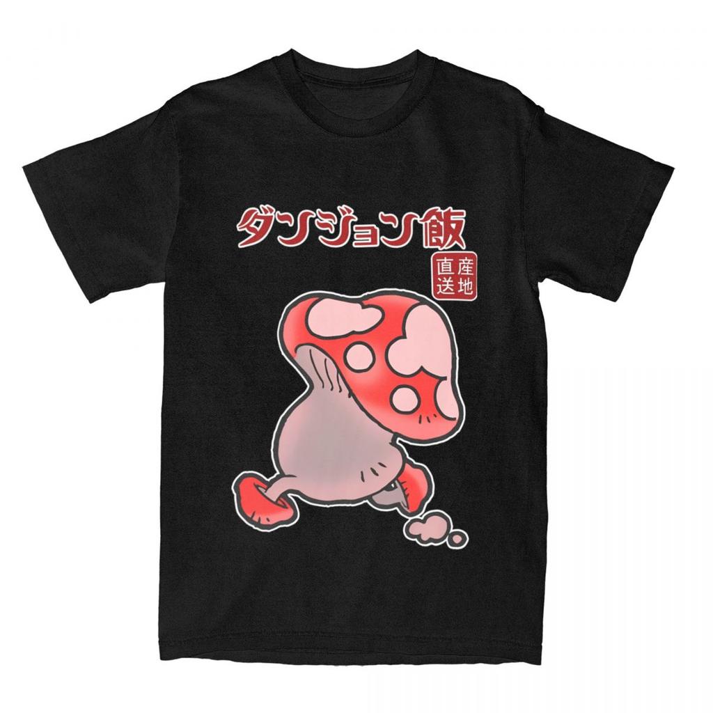Dungeon Meshi Anime Mushroom T Shirt Men Delicious In Dungeon Humorous Cotton T Shirts Summer O Neck Tee Shirt Oversized Tops