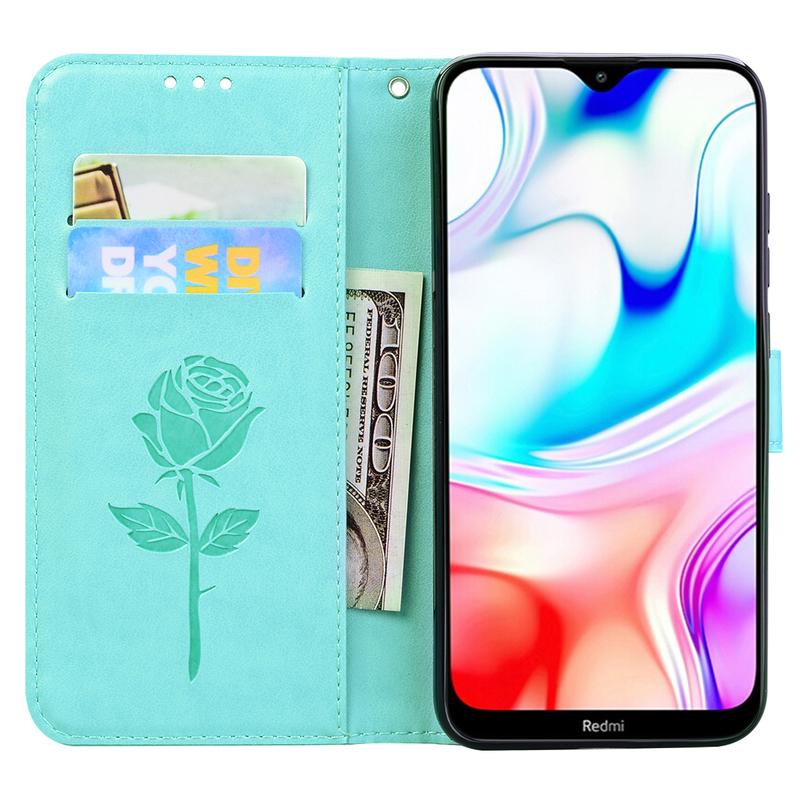 Fiore della rosa di Vibrazione Del Cuoio Del Raccoglitore Della Copertura di Caso Per Xiaomi Redmi 9A 9C 9 8 8A 7A 7 6 Pro 6A cassa del telefono Per La Nota Redmi 9 8 7 6 5A K20 K30 Pro