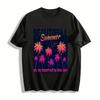 Gradient Coconut Tree Summer Vacation Graphic Casual T-Shirt Pure Cotton T-shirt