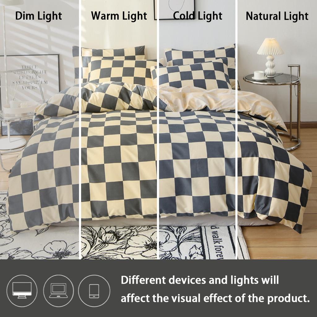 3pcs Checkered Pattern Print Duvet Cover Set, Soft Skin-Friendly Bedding Set Includes 1 Duvet Cover And 2 Pillowcases