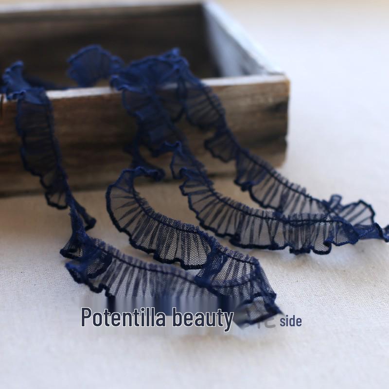 2cm Mesh Pleated Lace Trim with Dense Thread Edge for Doll Clothes and Hats