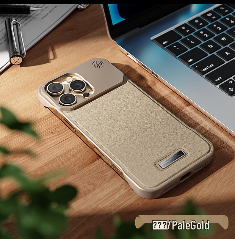 Leather Aroma Magnetic Case for iPhone 17 Pro Max with Metal Paint Borderless Design