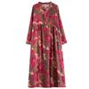 Printed Loose Belly Shading Mulle Lace Long Sleeve Hem Long Dresses