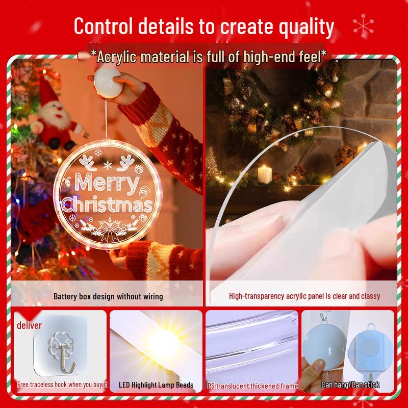 Battery-Operated LED Christmas Luminous Letter String Lights with Suction Cups