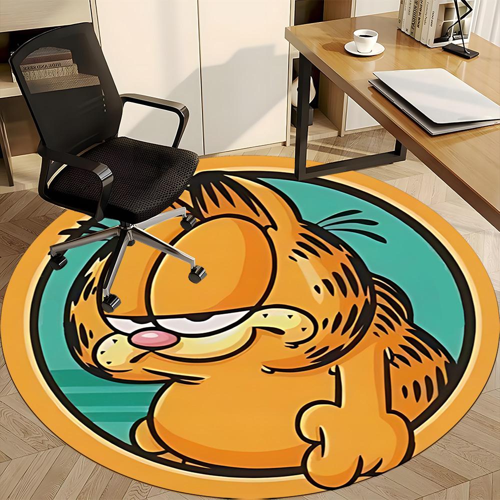 1pc Garfield Cat Office Round Area Rug, Under Office Chairs Bedroom Living Room Home Decor, Available in Various Sizes