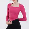 New Quick-dry Long-sleeved Top With High Elasticity, Nude-like Feel, Back Hollow-out, Slim-fitting, Sports Fitness Wear For Women