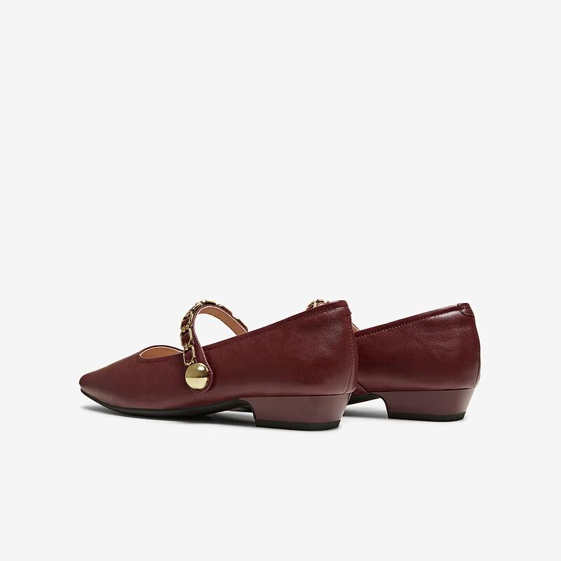 TATA Retro Mary Jane Sheepskin Flat Shoes