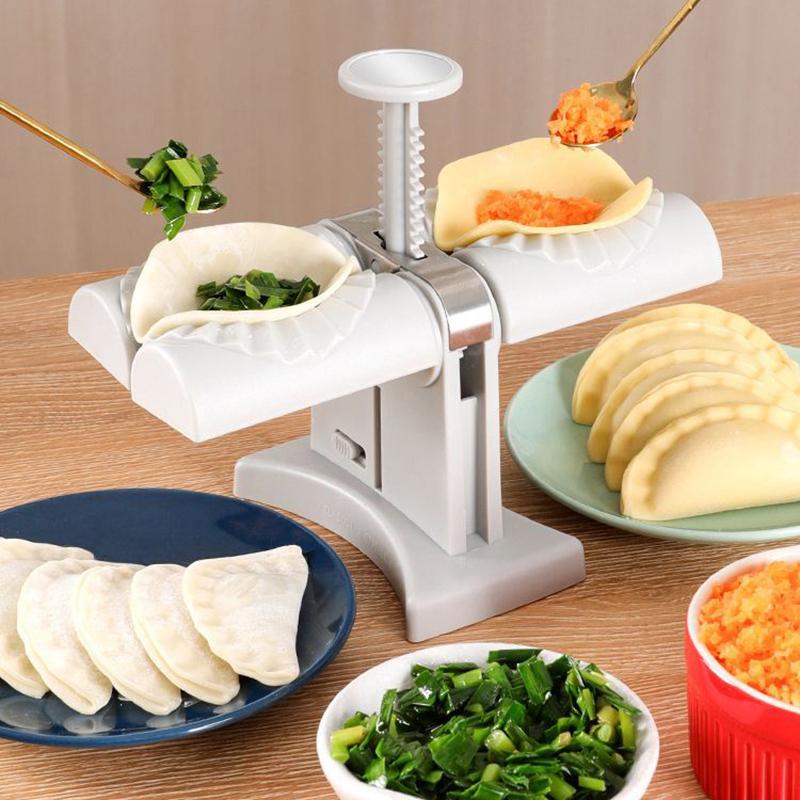 Dumpling Maker Machine Household Double Head Automatic Dumpling Mould Empanada Maker Press Potsticker Hand Pie Maker Kitchen