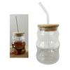 Glass Jar Large Capacity with Straws Durable Clear Gift Tea Cup Water Bottle Coffee Cup for Home Breakfast Hiking Juicing Beer