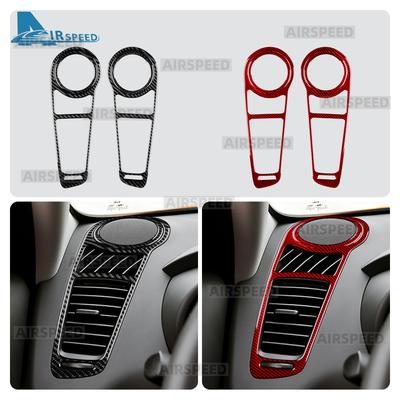For Kia Soul 1 AM 2010 2011 2012 2013 Real Soft Carbon Fiber Sticker LHD RHD Car Air Outlet Frame Side of Center Console Trim